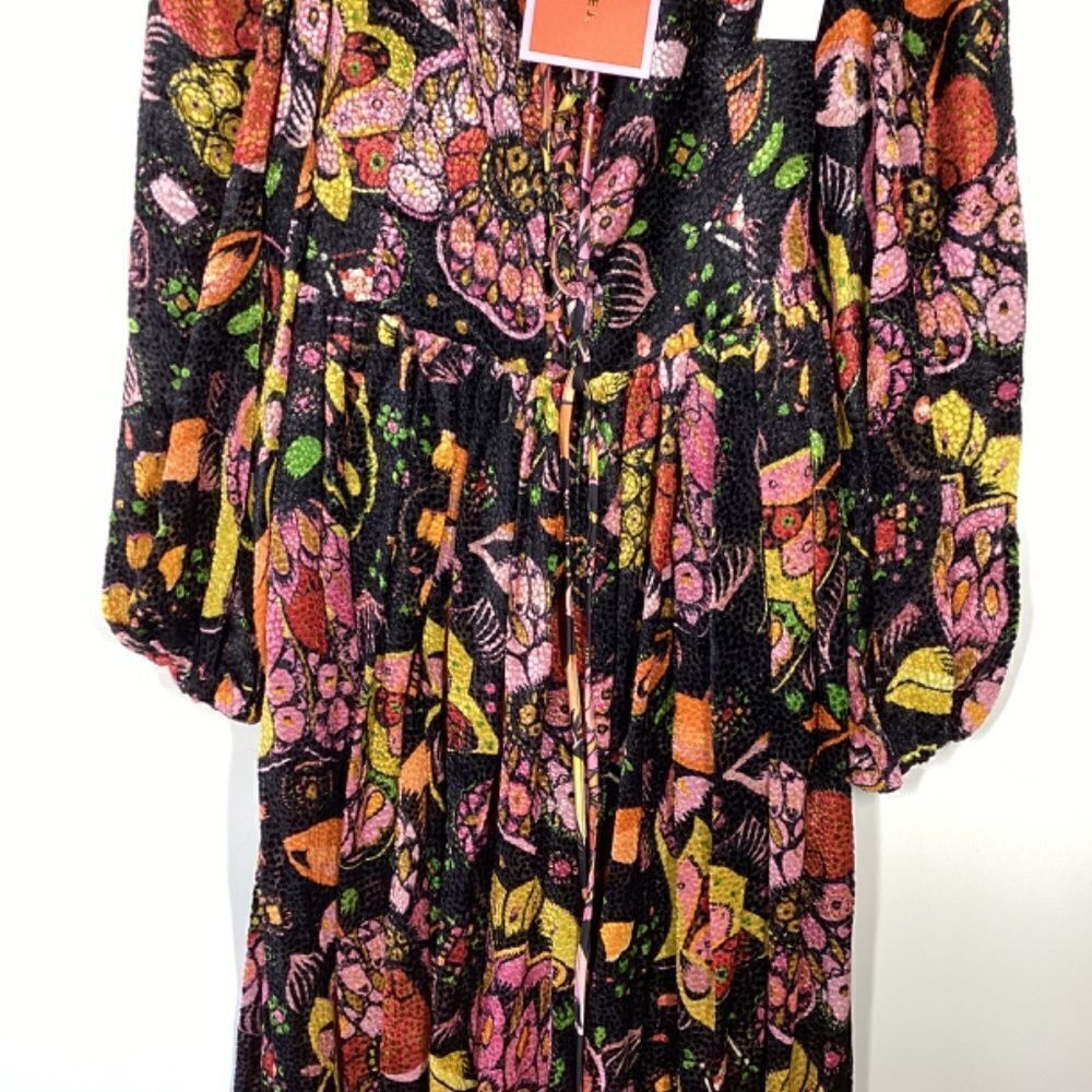 La DoubleJ Wanderlust Dress Eden Devore Velvet Black Orange Maxi‎ Dress Size XS - Picture 7 of 17